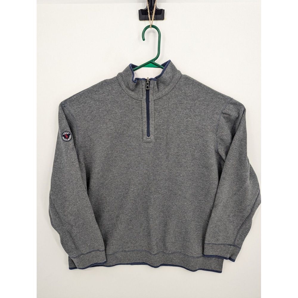 Polo Ralph Lauren VTG Men's Blue & Gray Reversible 1/4 Zip Pullover Sweater, XL